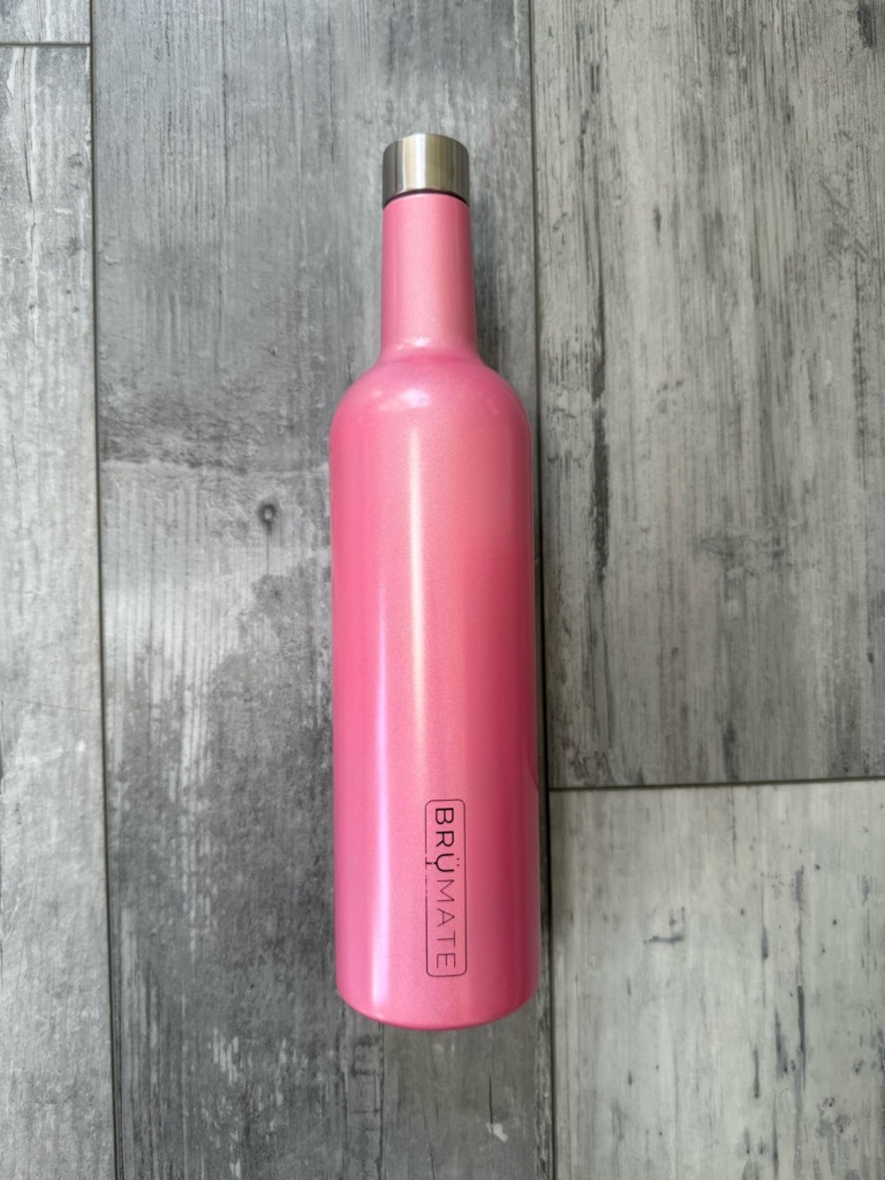 BrüMate Winesulator 25 oz Shimmery Pink Insulated Wine Bottle Travel Tumbler